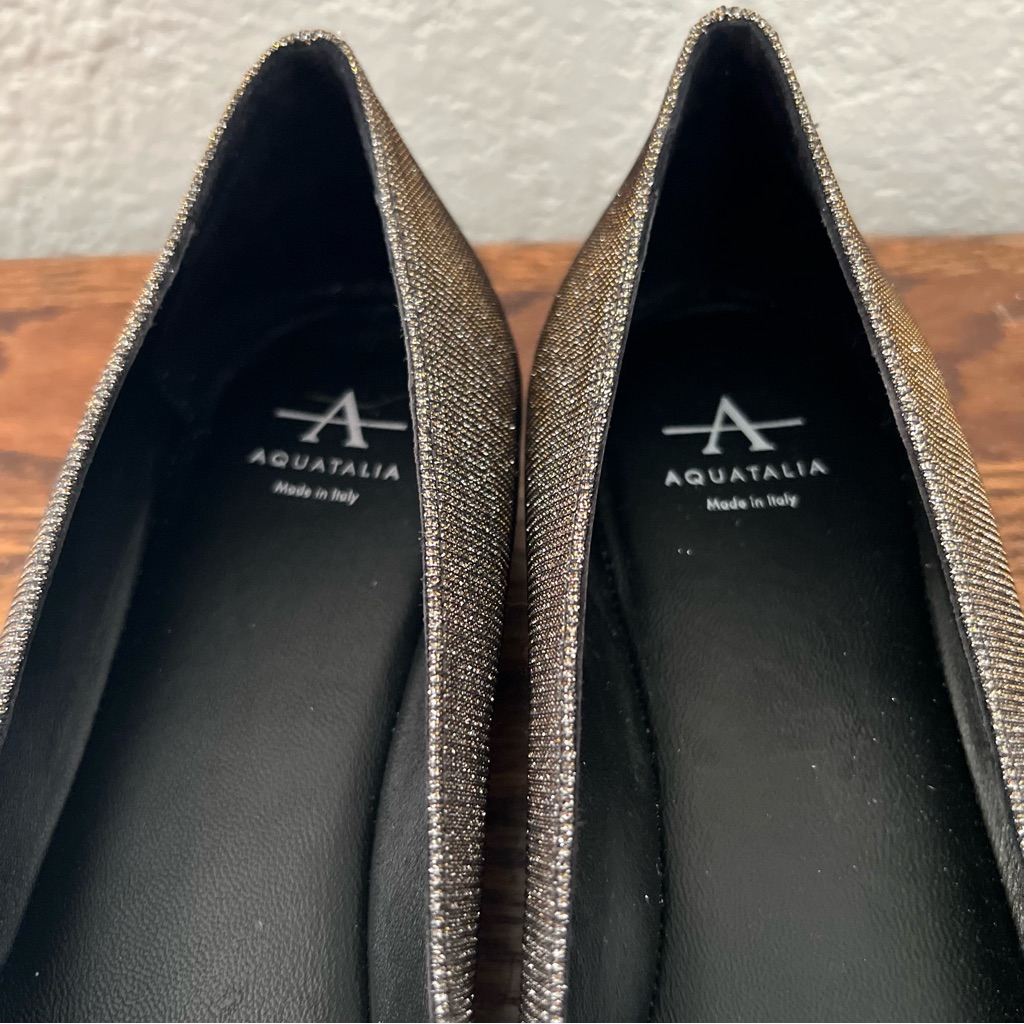 Aquatalia Marcella Fabric Ballerina Flats Silver Gold Size 8.5 — image 6 of 8